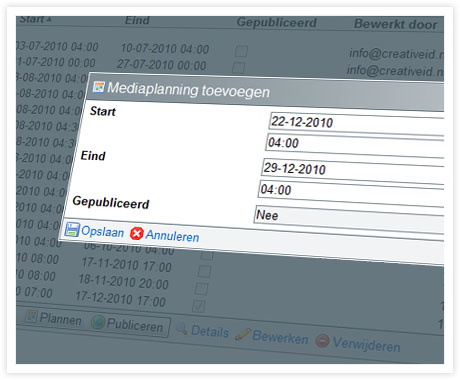 Mediamanagement - Mediaplanning toevoegen